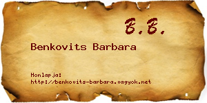 Benkovits Barbara névjegykártya